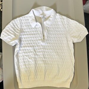 Reiss White Textured Polo Shirt with Classic Collar